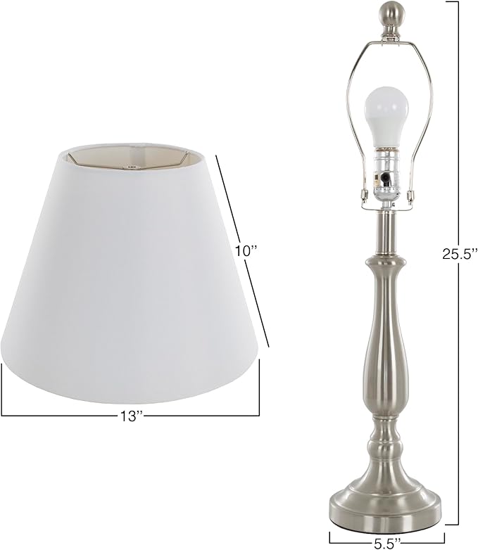 3-Piece Home Lighting Set - Coordinating Bundle with 2 Table Lamps and 1 Floor Lamp for Home and Office Decor by Lavish Home (Silver)