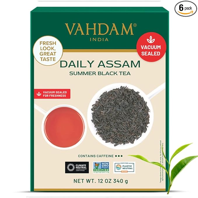VAHDAM, Assam Black Tea Leaves (340g/12oz) 170+ Servings | High Caffeine, Non GMO, Gluten Free | STRONG, MALTY & RICH | Pure Unblended Single Origin Black Loose Leaf Tea | Vacuum Sealed