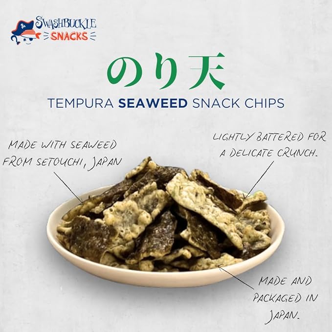 Japanese Tempura Seaweed Chips, Noriten ??Teriyaki Flavor | 5.29oz | Authentic Japanese snack by Swashbuckle Snacks, Made in Japan