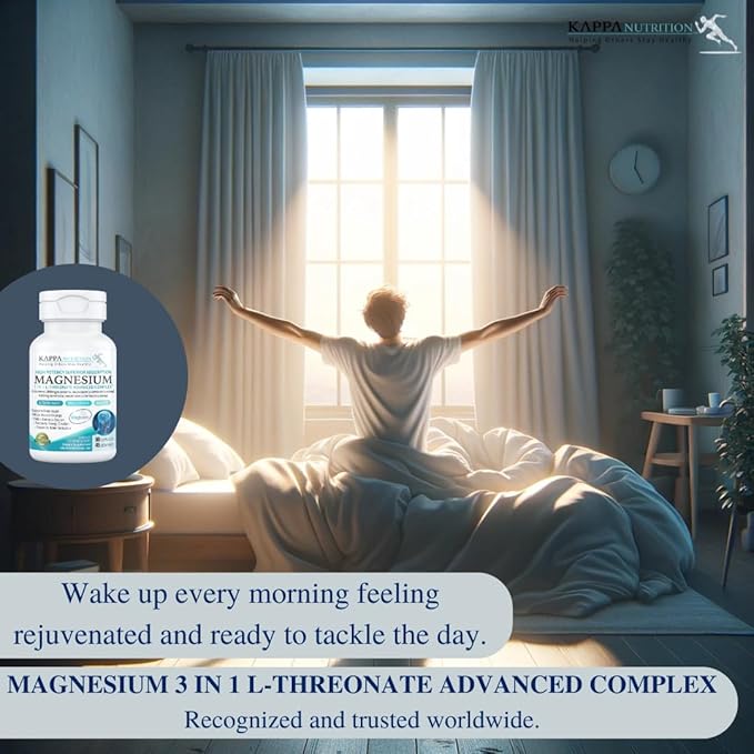 Kappa Nutrition Magbrain??Magnesium L-Threonate Plant-Based, 420mg Elemental Magnesium (3 Capsules) from 2,253mg, 90 Vegan Capsules, Brain, Sleep & Muscle Support.