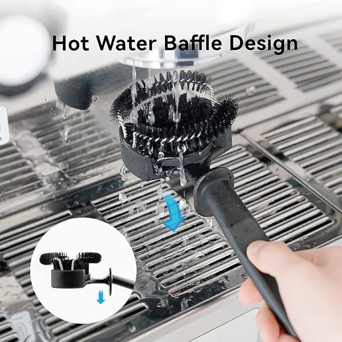 watchget Espresso Coffee Machine Cleaning Brush Espresso Group Head Cleaning Brush Detachable 360째Nylon Bristles Espresso Machine Cleaning Tool V2 58mm