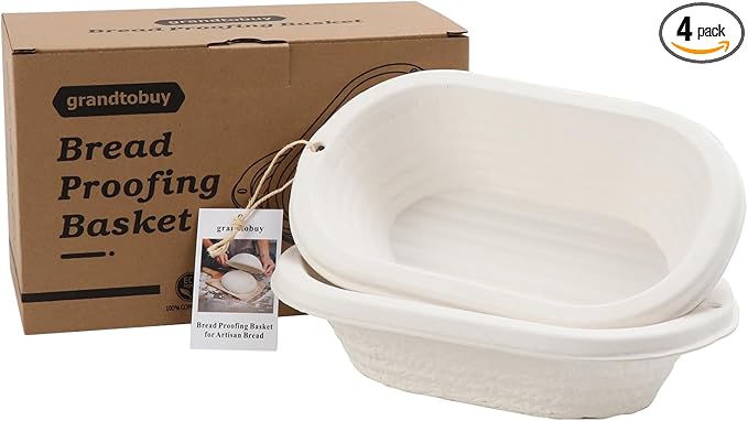 2x 11inch Oval Pulp Bread Proofing Basket Sourdough Banneton Brotform with Linen Liner Cloth Cover Baking Supply For Professional and Homemade Artisan Bread