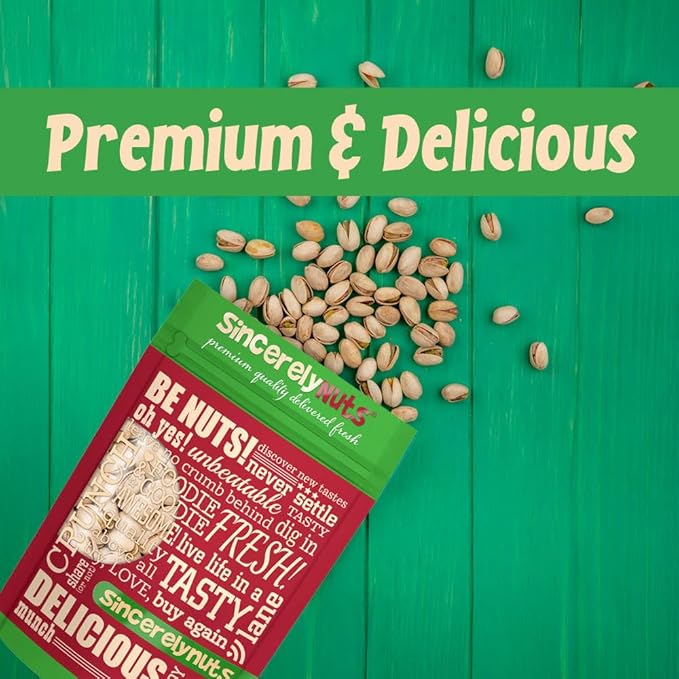 Sincerely Nuts Large Pistachios Roasted Unsalted in Shell 3 LB Bag Healthy Snack Food Great for Cooking Source of Fiber, Protein, Vitamins Minerals Gourmet Kosher Gluten Free