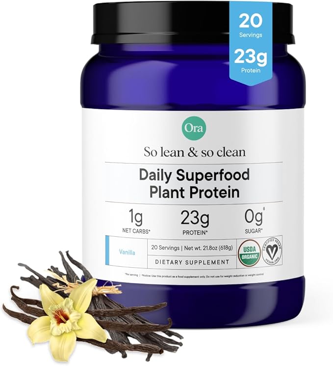 Ora Organic Plant-Based Protein Powder - 23g Protein for Women and Men - Vanilla Flavor 20