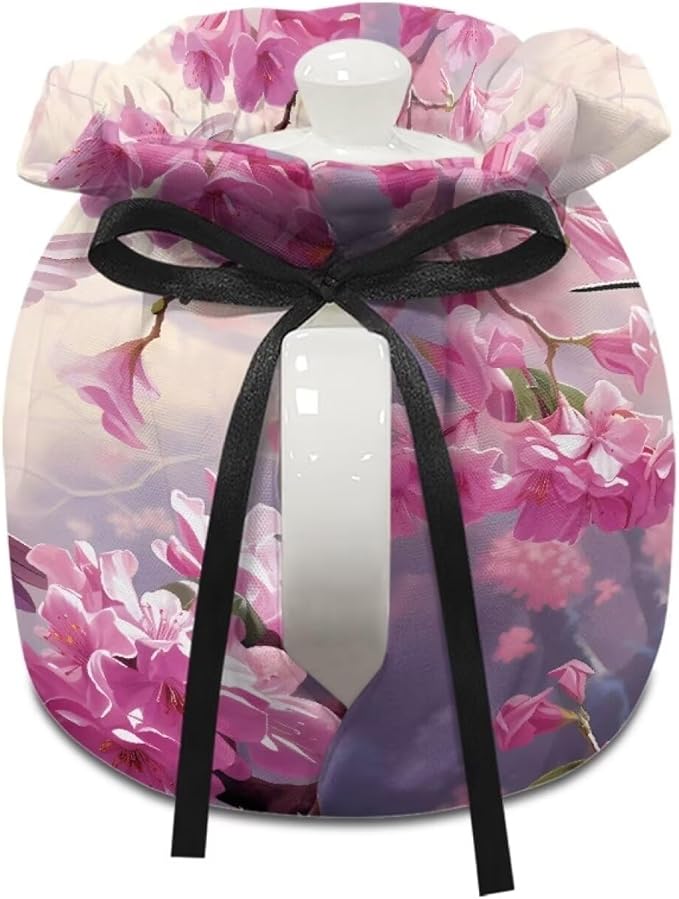 Hummingbird Tea Cozy for Teapot Insulated Purple Flower Tea Cosy for Teapot Dust Protector Tea Pot Cozy for Keeping Warm