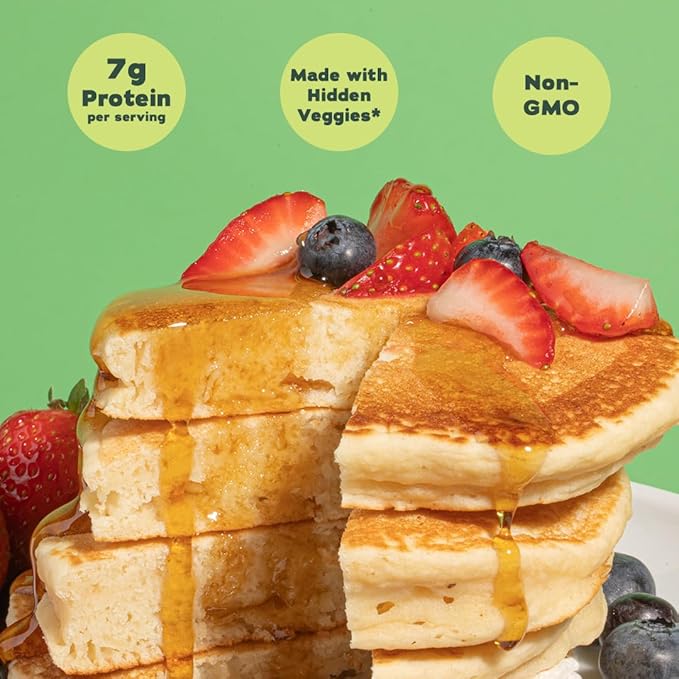 Hidden Harvest Original Pancake & Waffle Mixes: Non-GMO Project Verified, Made with Hidden Veggies You Can't See or Taste, 7g of Protein per Serving, Just Add Water, Fluffly Pancakes for a Delicious Breakfast (20 oz)