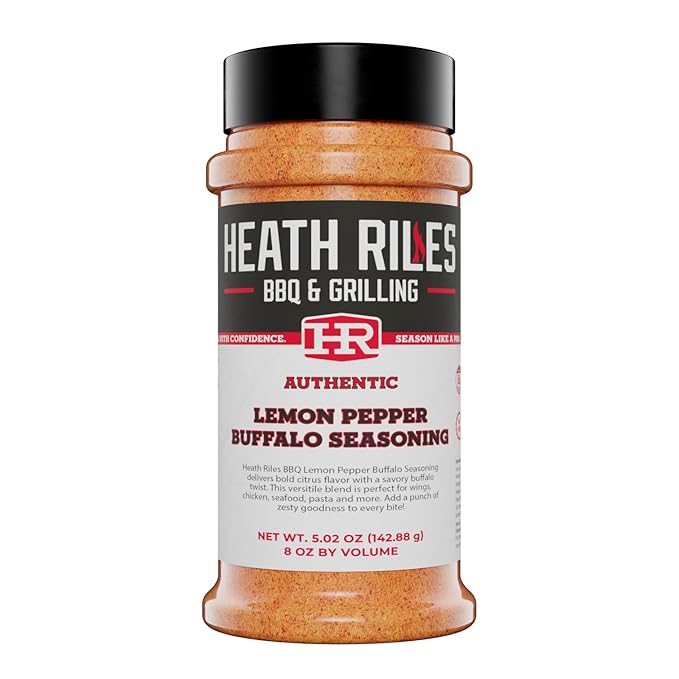 Heath Riles BBQ Rub - Lemon Pepper Buffalo Seasoning, Champion Pitmaster Recipe, Legendary Rubs For Smoking & Grilling, 70+ BBQ Championships, 8 oz.