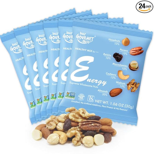 Daily Gourmet Nuts - Unsalted Mixed Nuts Snack Packs/Individually Wrapped Snacks/Nut Snacks/No Peanuts/Healthy Trail Mix Individual Packs/Deluxe Assorted Snacks