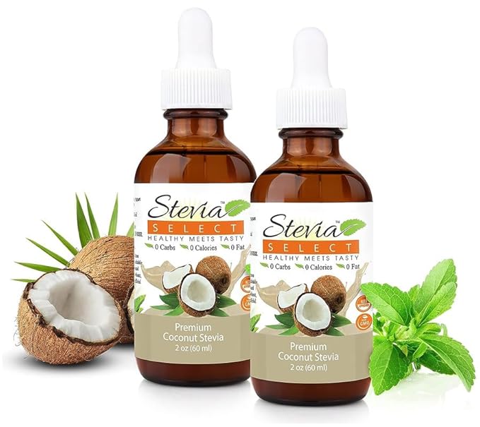 Stevia Select Coconut Pure Stevia Extract - Zero Calorie Sweetener - All Natural Liquid Stevia Extract - Keto Sugar Liquid - Keto Sweetener & Sugar Alternative 2 Oz (2 Pack)