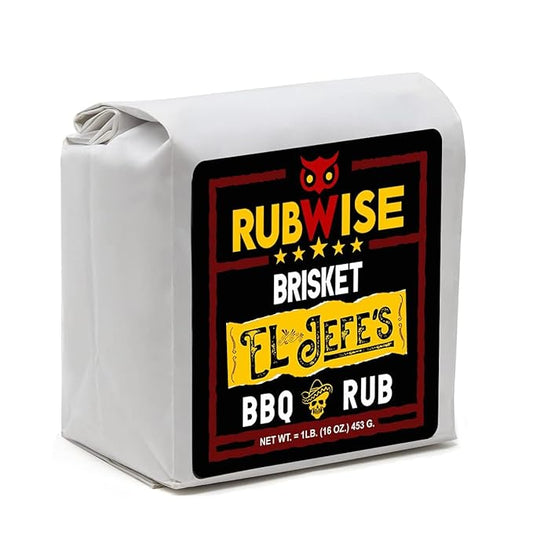 RubWise Texas Style BBQ Brisket Rub - El Jefe (1lb) | Barbecue Rubs & Spices for Smoking and Grilling | Premium Dry Seasonings with Authentic Texan Flavor | Great on Brisket, Steaks, Ribs & Burgers