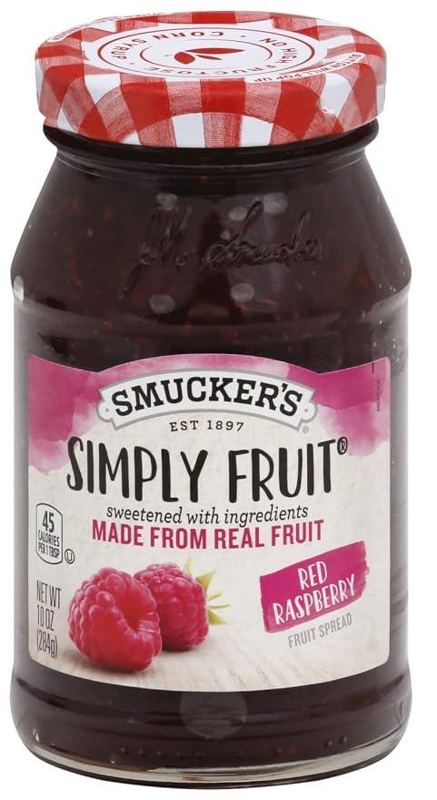 Simply Fruit Spread, Made from Real Fruit, Strawberry and Red Raspberry, 10 Ounce (Pack of 2) - with Make Your Day Spreader