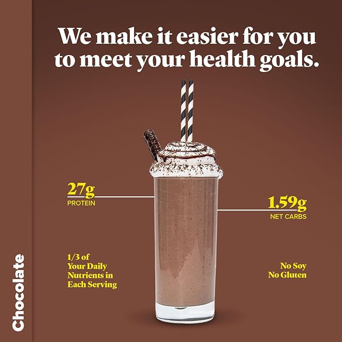 Keto Chow Chocolate | Keto Meal Replacement Shake Powder | Nutritionally Complete | Low Carb | Delicious Easy Meal Substitute | Protein Rich You Choose The Fat | 21 Meal Serving