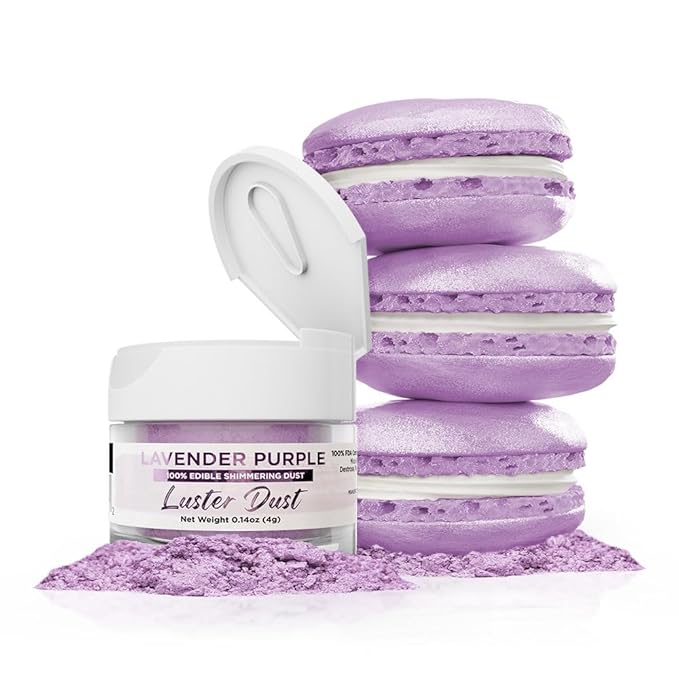 Luster Dust - Lavender Purple (4g 1x Jar) | Edible Vegan Dust & Paint for Cake Decorating, Ice Cream, Desserts, Cocktails and Beverages by Bakell