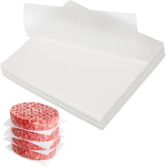 uxcell 500 Pcs Unbleached Parchment Paper Baking Sheets Squares, 5.1 Inch Hamburger Patty Paper, Non Stick Parchment Pulp Paper for Baking Grilling or Meat Storage, White
