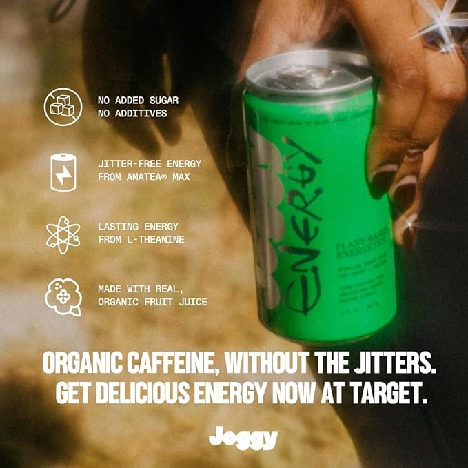Joggy Clean Energy Drink | Pineapple Crush (12pk) | Organic Pre Workout Beverage with 150mg Guayusa Caffeine & No Added Sugar | Plant-Based, Gluten Free, Non-GMO, Vegan, Non-Jittery Focus Drink