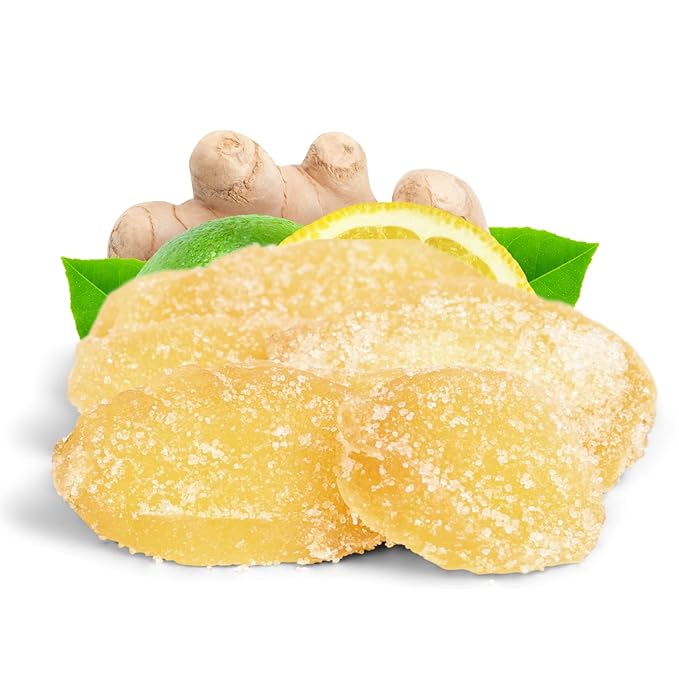 Crystallized Ginger Slices by It's Delish, 2 Lbs Bulk | Candied Dried Ginger Fruit Chews Natural Candy, Ginger Root with Sugar Crystals, Unsulphured, No Color Added - Healthy Snack, Vegan, Kosher