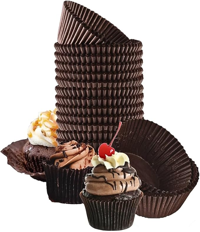 Green Direct Standard Size Brown Cupcake Liners ??Pack of 500 Paper Baking Cups for Muffin Pans, Carriers & Stands ??Bulk Non-Stick Cupcake Wrappers for Baking