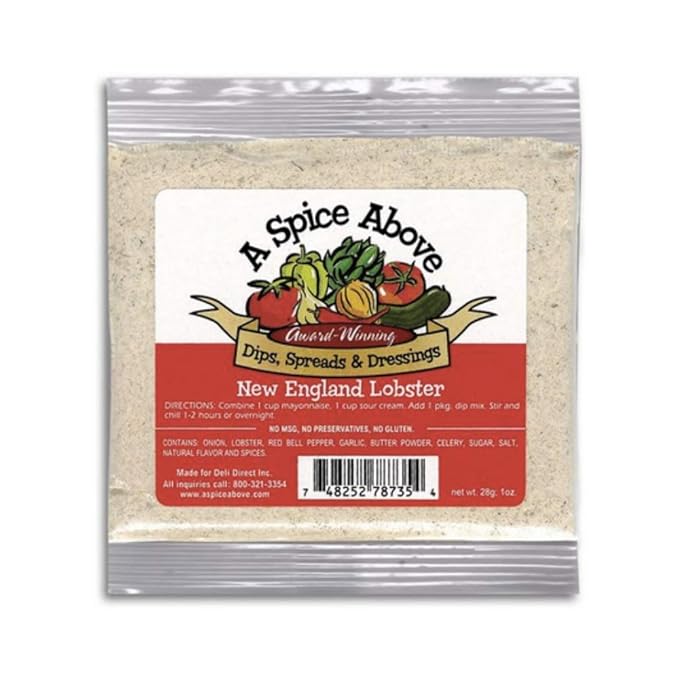 A Spice Above Dips, Spreads, and Dressing Mixed Seasonings Party Packets, 3 Pack (New England Lobster)