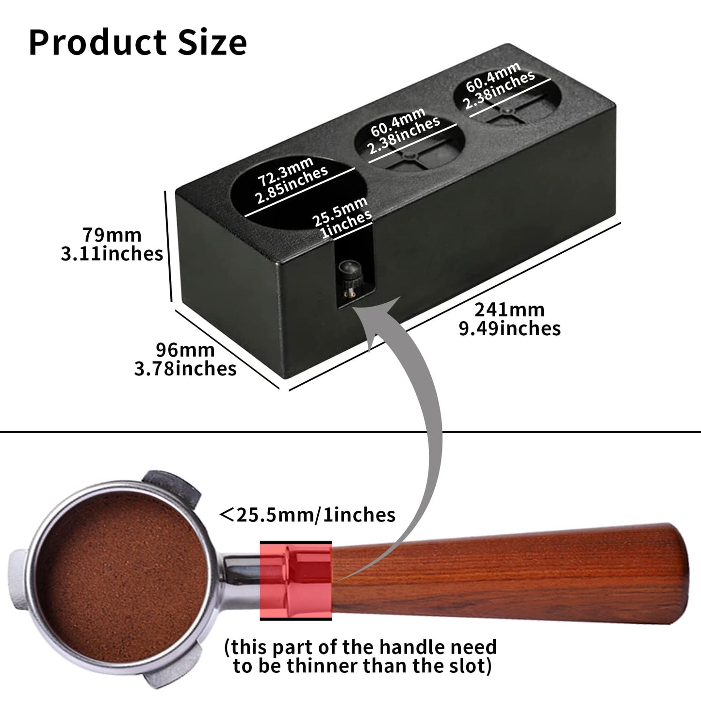 Ezebesta 54mm-58mm Tamper Station Anti-Slip Espresso Black Tamping Stand Solid Holder for