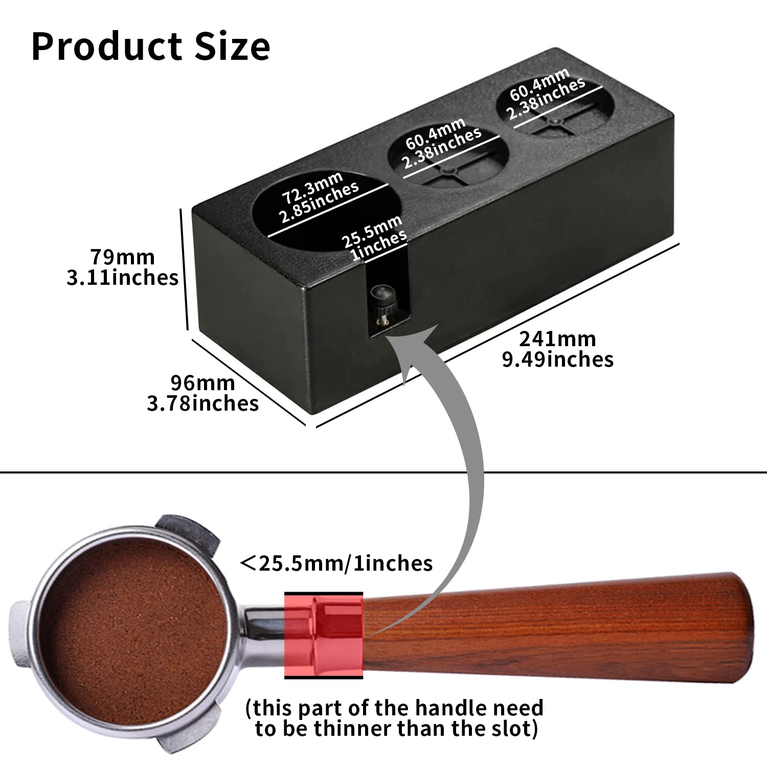 Ezebesta 54mm-58mm Tamper Station Anti-Slip Espresso Black Tamping Stand Solid Holder for