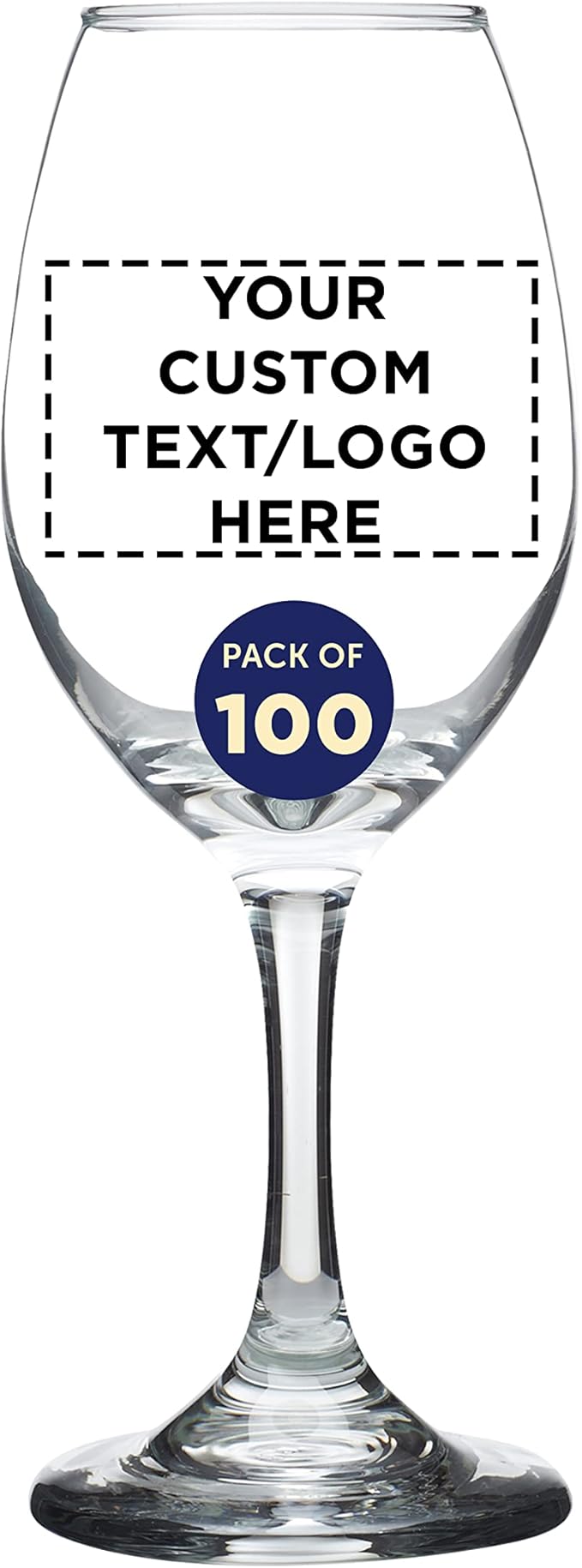 Custom Rioja Wine Glasses with Stem 10 oz. Set of 100, Personalized Bulk Pack - Color Bottom, Perfect for Wedding, Party Favors, Birthday, Bridal Shower Gifts - Clear