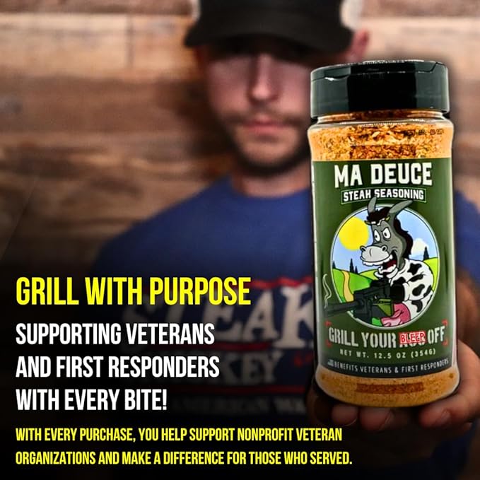 GYAO Ma Deuce Steak Seasoning – 12.5oz Large Granulated Steak Seasoning – MSG & Gluten Free – USA Made & Veteran Owned