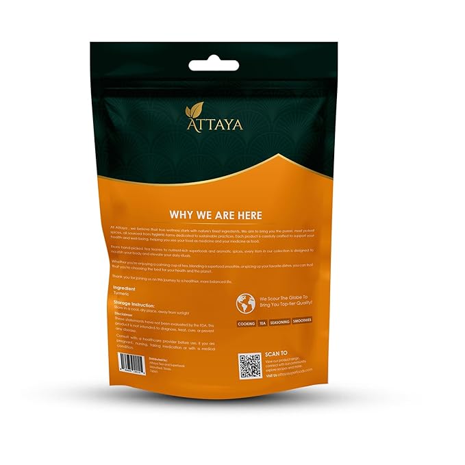 Attaya Ground Turmeric Powder, 14 oz - Non GMO - Turmeric Root Powder For Cooking - Tumeric Powder - Sustainably Grown