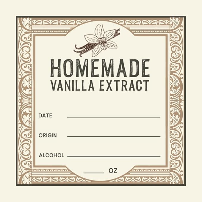 25 Vanilla Extract Labels for Homemade Extract - Great for Gifts - 3"x3" Square Sticker