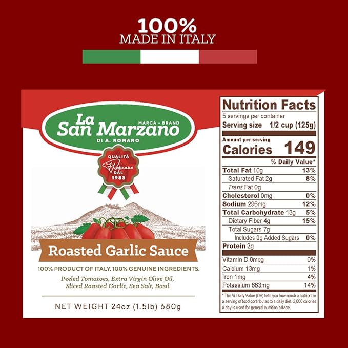 La San Marzano Variety Pack, Vodka, Four Cheese, Roasted Garlic Sauce, 24 oz, Pasta Sauce Made in Italy, All Purpose Tomato Premium Quality, All Natural, Non GMO, Gluten Free