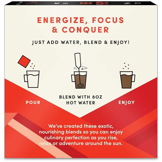 Sun Alchemy Mushroom Coffee, Energize with Organic Fair-Trade Coffee, Lion’s Mane, Reishi, Chaga & Cordyceps Mushrooms - 12 Sachets