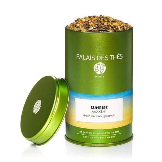 Palais des Th챕s - Sunrise Wake Up - Green Tea, Mate & Grapefruit - 3.5oz Loose Leaf Metal Gift Tin, Serves 20-25 Cups