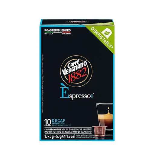 Caffe' Vergnano Decaf Medium Roast Espresso Original Line Machine Compatible Capsules - Arabica Robusta Espresso Coffee, Italian Coffee Machines, Intensity 5/10 - Decaffeinato, 120 Ct