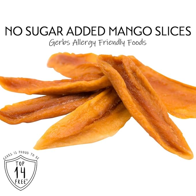 Gerbs Dried Mango Slices Unsweetened 4 lbs. | Dehydrated, Unsulfured, Resealable Bag | Naturally Chewy & Vibrant | Top 14 Allergen-Free