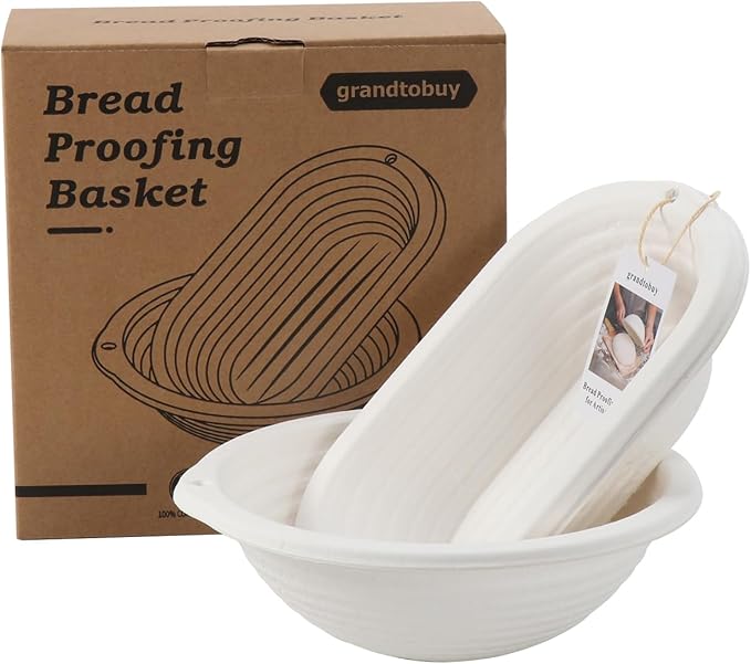 Pulp Round Sourdough Bannetons Bread Proofing Basket Set 2 Round and Oval Baking Supply with Linen Liners for Professional and Homemade Artisan Bread