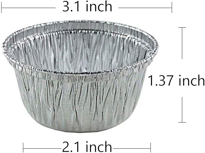 100Pcs 4 Oz Aluminum Foil Baking Cups Disposable Cupcake Liners for Baking, Roasting, Cupcake, Egg Tart, Pudding, Creme Brulee, Cakes, Sauces, Condiments, 120 mL