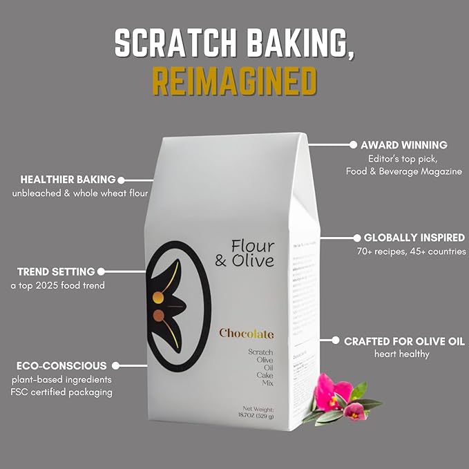 Flour & Olive ??Award Winning Gourmet Chocolate Olive Oil Cake Baking Mix