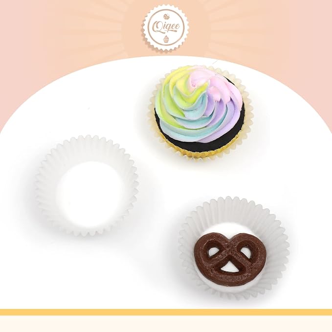 qiqee 600pcs White Cupcake Liners Muffin Linner No Smell, Food Grade Baking Cups竊늆tandard Sizeç«?,<div>