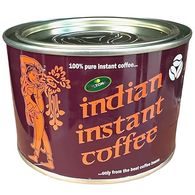 Miltonas Indian Organic Instant Coffee - Medium Roast Coffee Made From Robusta & Arabica Indian Coffee Beans - Freeze Dried Instant Coffee For Office, Home, Gym - Taste Bud Exciting strong coffee 90g