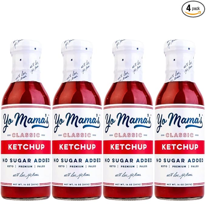 Yo Mama's Foods Keto Classic Ketchup ??Pack of (4) - No Sugar Added, Low Carb, Vegan, Gluten Free, Paleo Friendly, and Made with Whole Non-GMO Tomatoes!
