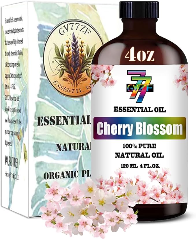 Cherry Blossom Essential Oil (4 oz/120 ml) ??Cherry Blossom Oils for Aromatherapy, diffusers, humidifiers, Home fragrances, DIY Skincare, soap Making, DIY Candle, Relaxation, Yoga, and Meditation