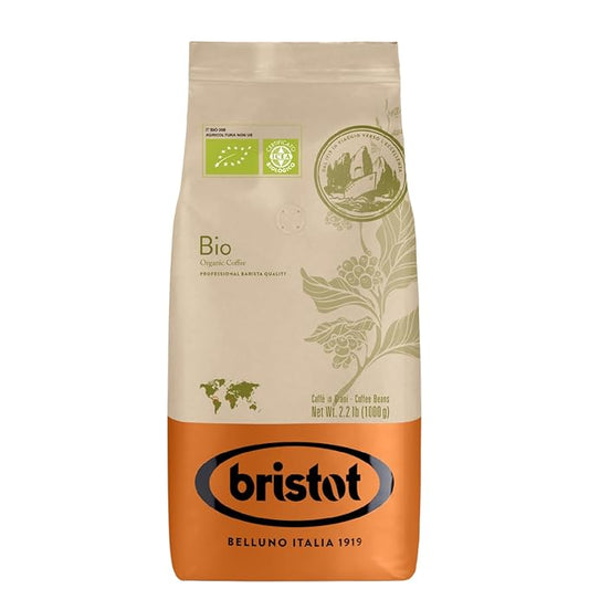 Bristot Organic Italian Coffee Beans ??Medium Roast Whole Espresso Beans ??Fair Trade Certified ??Smooth & Balanced Flavor ??2.2 lb (1kg) ??Roasted in Italy