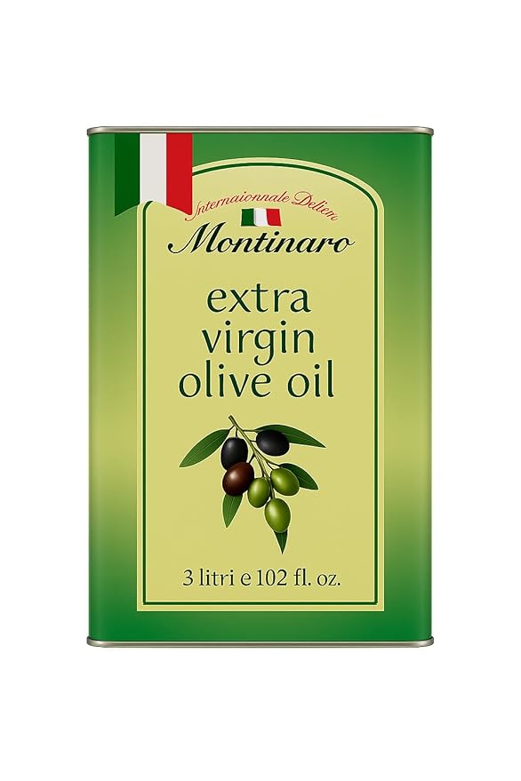 Montinaro Italian Extra Virgin Olive Oil ??Cold-Pressed EVOO from Puglia ??3L (101 fl oz) Tin ??Coratina Monovarietal ??Rich, Peppery Flavor ??Non-GMO, Vegan, Single-Origin ??Imported from Italy