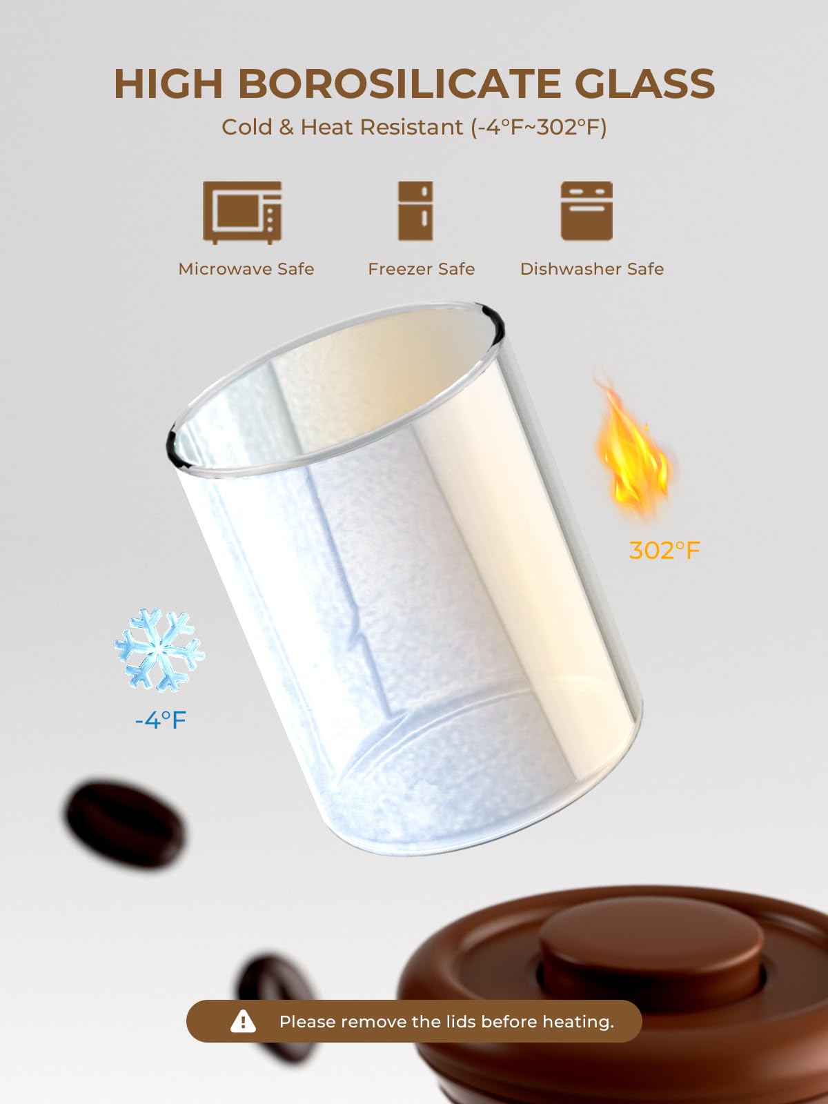 Tourdeus Coffee Container, 10 oz Airtight Glass Storage Canister, 2 Pack