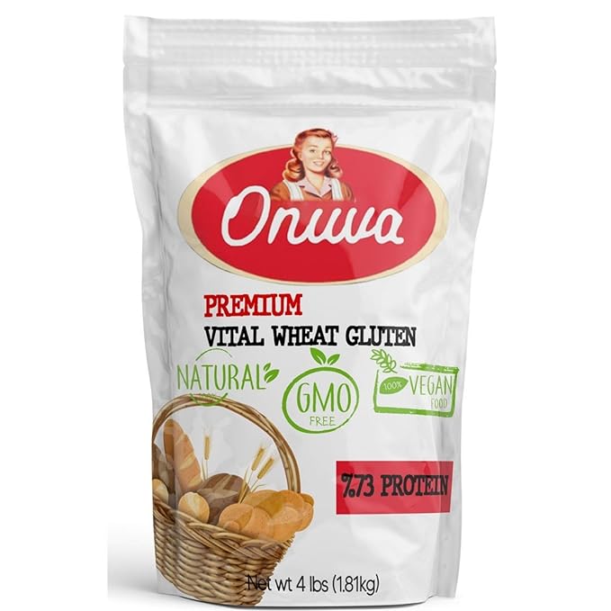 Vital Wheat Gluten by Onuva | High in Protein | 4lb (1.81 kg) | Vegan | Non GMO | Keto Friendly | Bread Making | Natural Powder for Bread Machine | Low Carb | Vegan Gluten | For Seitan | Pack of 1