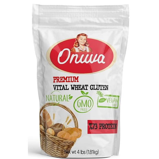 Vital Wheat Gluten by Onuva | High in Protein | 4lb (1.81 kg) | Vegan | Non GMO | Keto Friendly | Bread Making | Natural Powder for Bread Machine | Low Carb | Vegan Gluten | For Seitan | Pack of 1