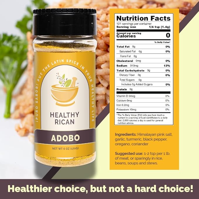 Healthy Rican Adobo Sazon Sofrito Seasoning and Herbs Mix Dry Non GMO No Preservatives MSG Artificial Coloring Gluten Free Diabetes Keto Friendly Whole 30 Approved (Regular Variety Bundle)