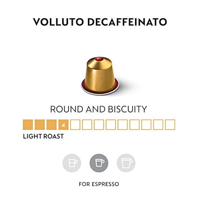 Nespresso Capsules Original Line, Volluto Decaffeinato Mild Roast Coffee, 50 Count Coffee Pods