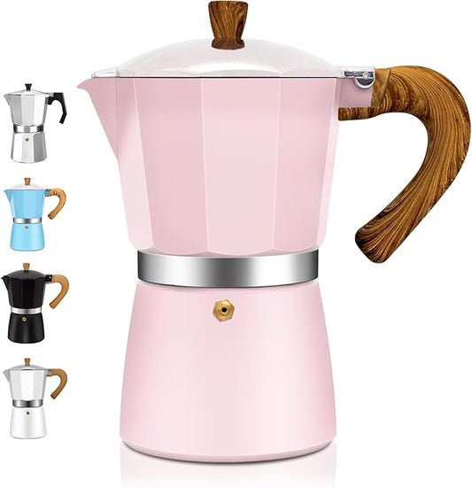 6 Cup Aluminum Espresso Stovetop Moka Pot Express Coffee Maker Percolator Italian Classic Mocha Coffee Machine for Italian and Cuban Cafe Brewing for Home & Camping 300ml 10oz