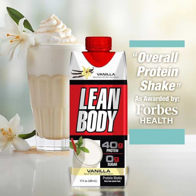 Lean Body Ready-to-Drink Vanilla Protein Shake, 40g Protein, Whey Blend, 0 Sugar, Gluten Free, 22