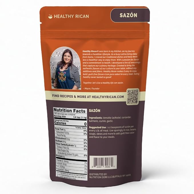 Healthy Rican Sazon Seasoning 7.6 oz Large Pouch Puerto Rican Latin Spice Blend No Red 40 Gluten Free Keto Whole30 Approved No MSG Preservatives Artificial Flavors Non GMO Low Sodium (Sazon Large)